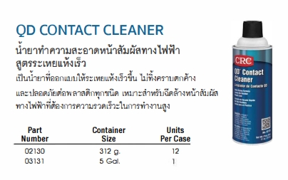 CRC QD CONTACT CLEANER น้ำยาทำความสะอาดหน้าสัมผัสทางไฟฟ้า สูตรระเหยแห้งเร็ว